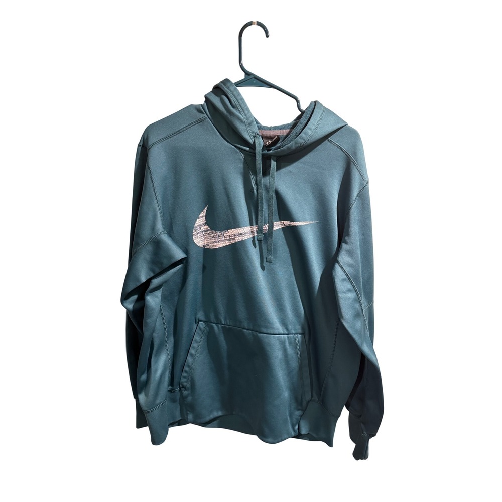 Nike Dri Fit‎ Mens Hoodie Athletic Pullover Long Sleeve Teal Size L